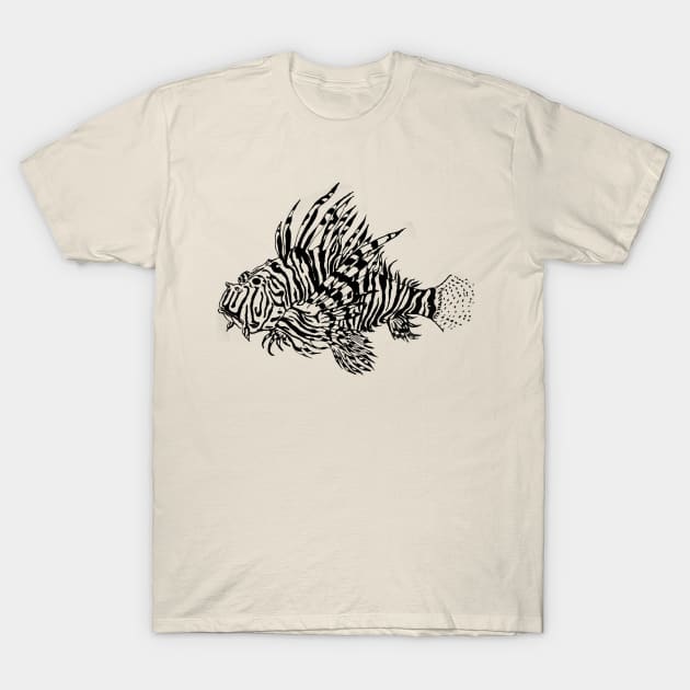 Black lionfish T-Shirt by PepUp
